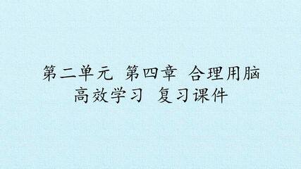 第二单元第四章 合理用脑 高效学习 复习课件