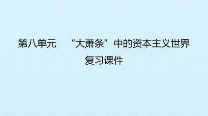 第八单元 “大萧条”中的资本主义世界 复习课件