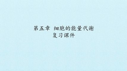 第五章 细胞的能量代谢 复习课件