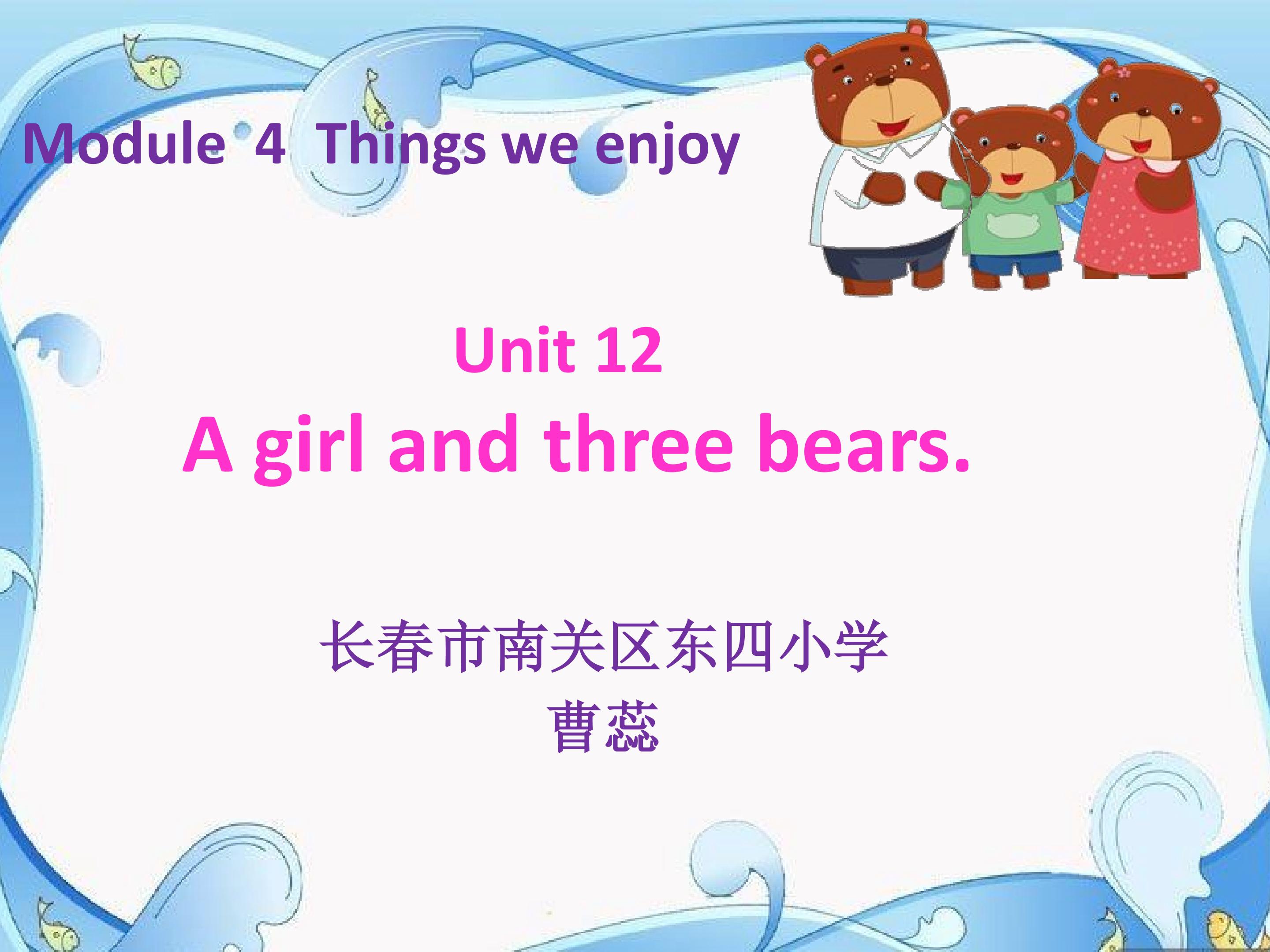 A girl and three bears.