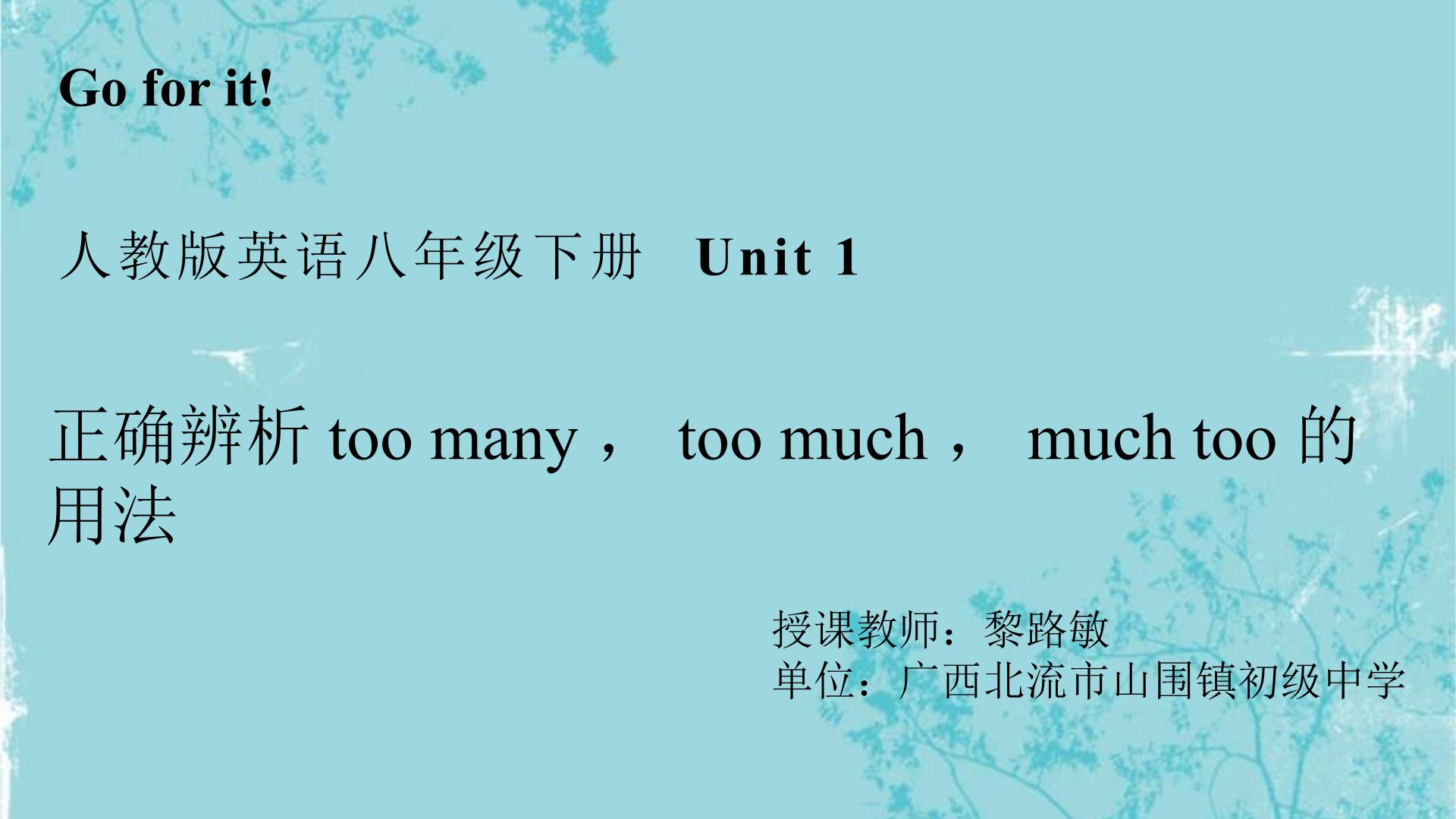 正确辨析too many,too much,much too的用法