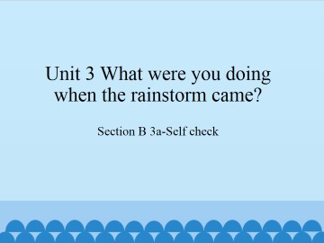 Unit 3 What were you doing when the rainstorm came?-SectionB 3a-Self check_课件1