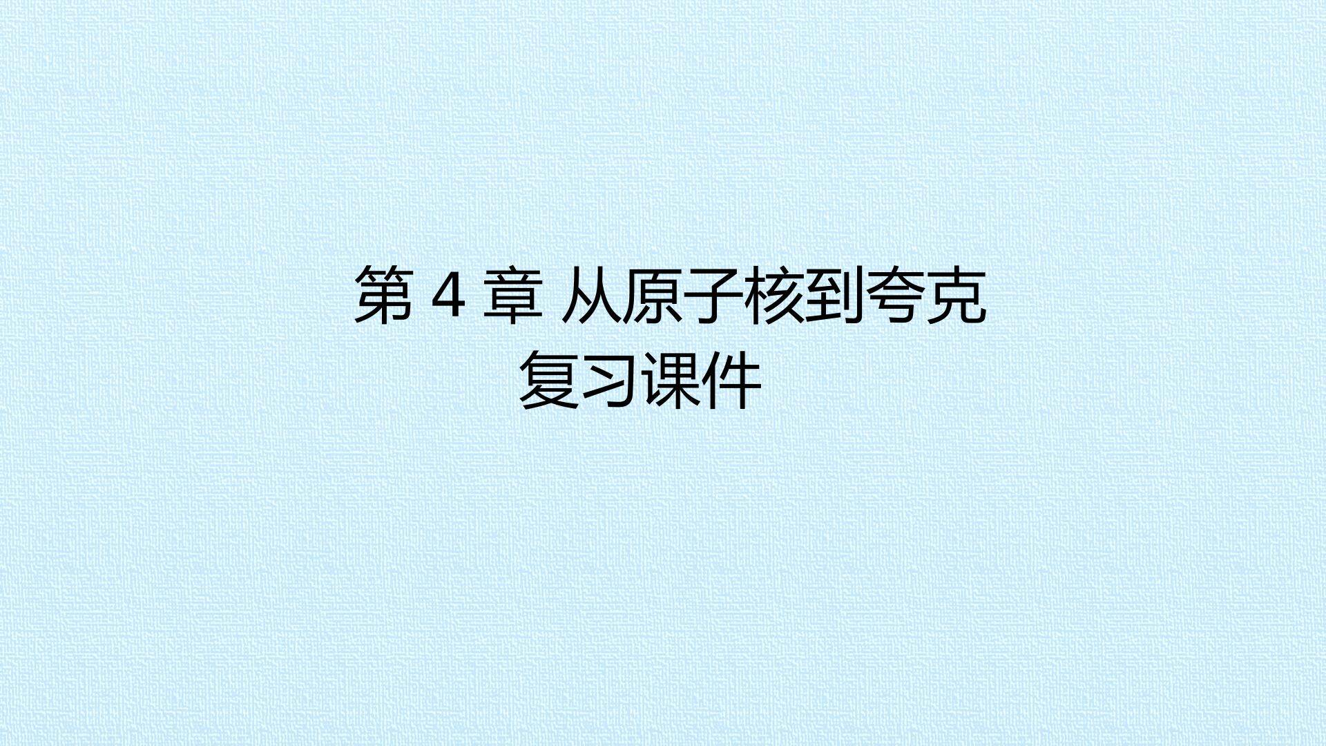 第4章 从原子核到夸克 复习课件