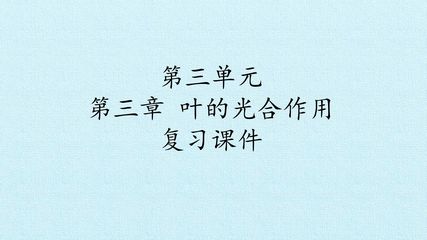 第三单元第三章 叶的光合作用 复习课件