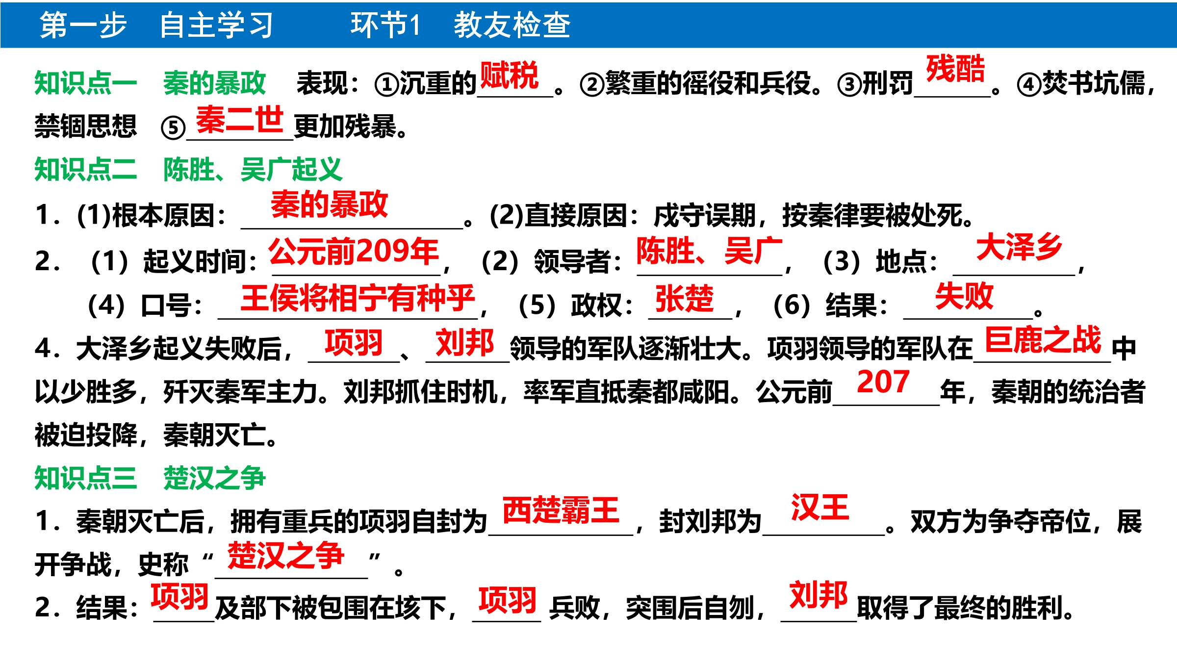 【★★★】7年级历史部编版上册课时练第三单元第11课 西汉建立和“文景之治”