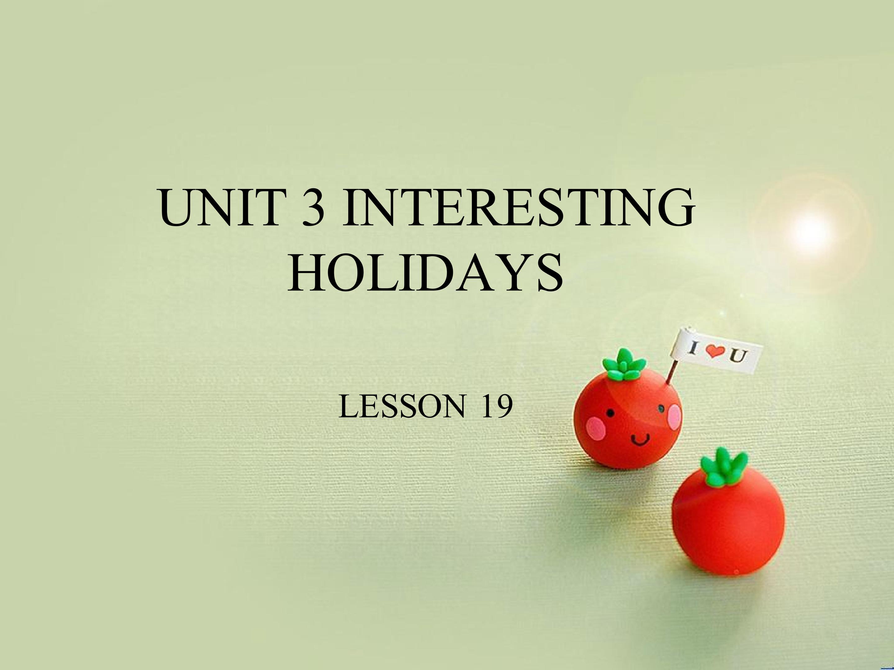 UNIT 3 INTERESTING HOLIDAYS LESSON 19