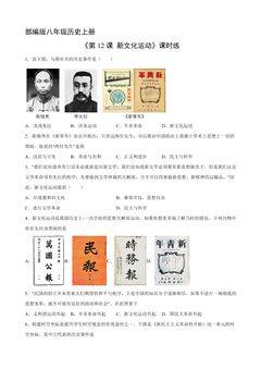 【★★】8年级历史部编版上册课时练《4.12 新文化运动》