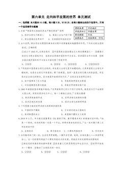 9年级历史部编版下册单元测试第六单元 走向和平发展的世界 01
