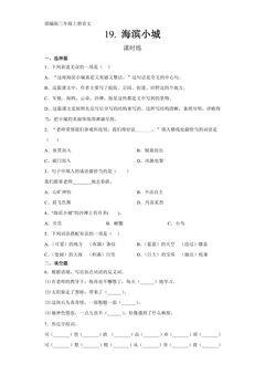 三年级上册语文部编版课时练第19课《海滨小城》03(含答案)
