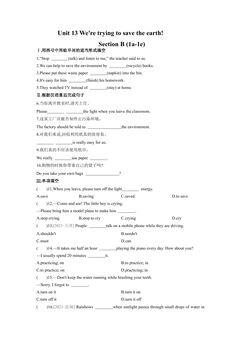 【★★】9年级英语人教全一册课时练Unit 13 We're trying to save the earth Section B 01
