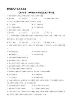【★】9年级历史部编版上册课时练《5.13 西欧经济和社会的发展》