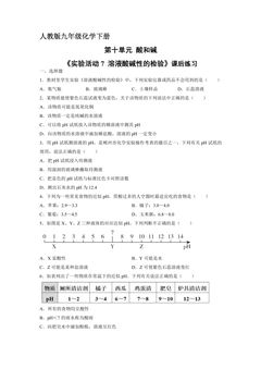 【★★★】9年级化学人教版下册课时练《第十单元实验活动7 溶液酸碱性的检验》