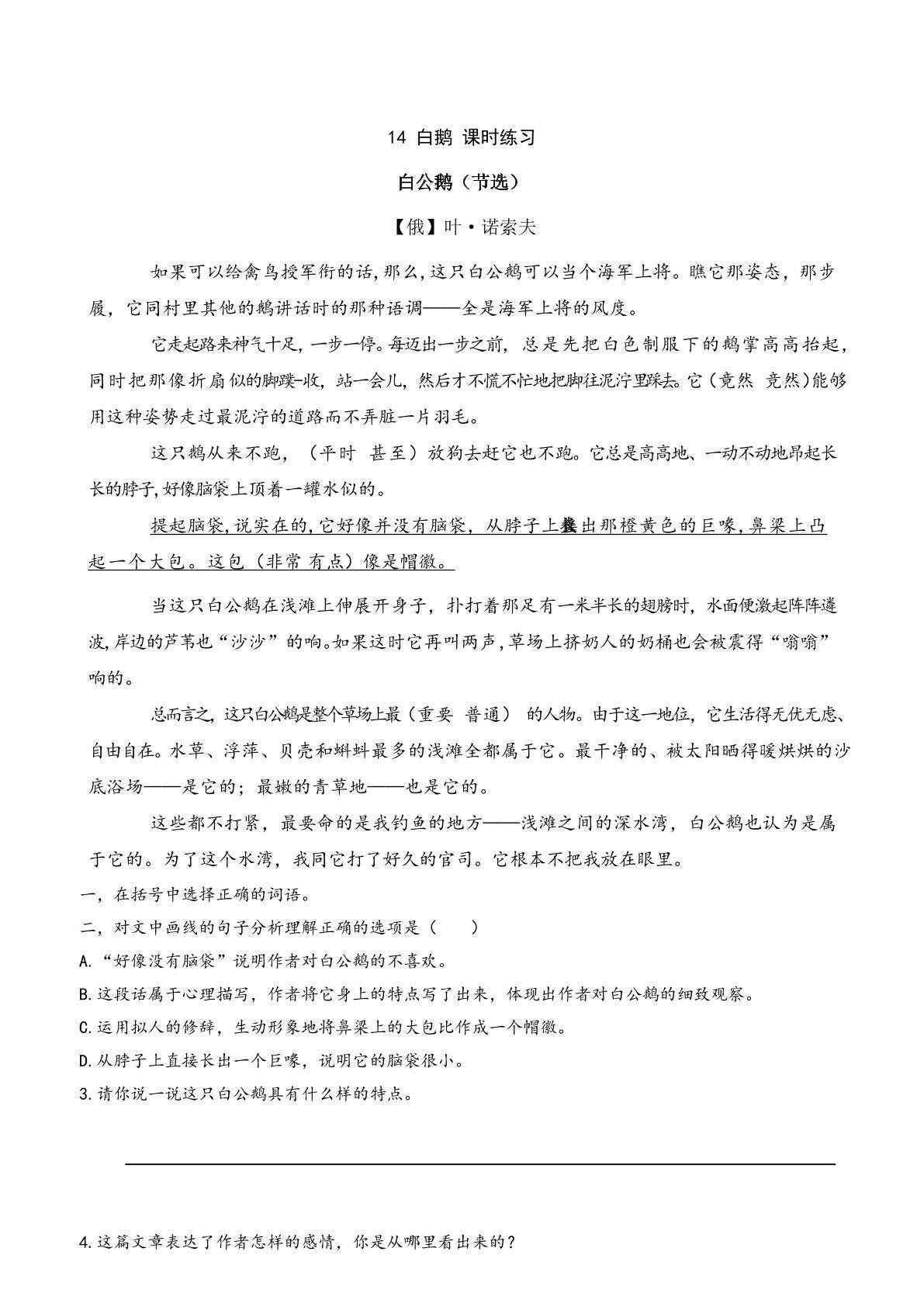15白鹅课时练习02