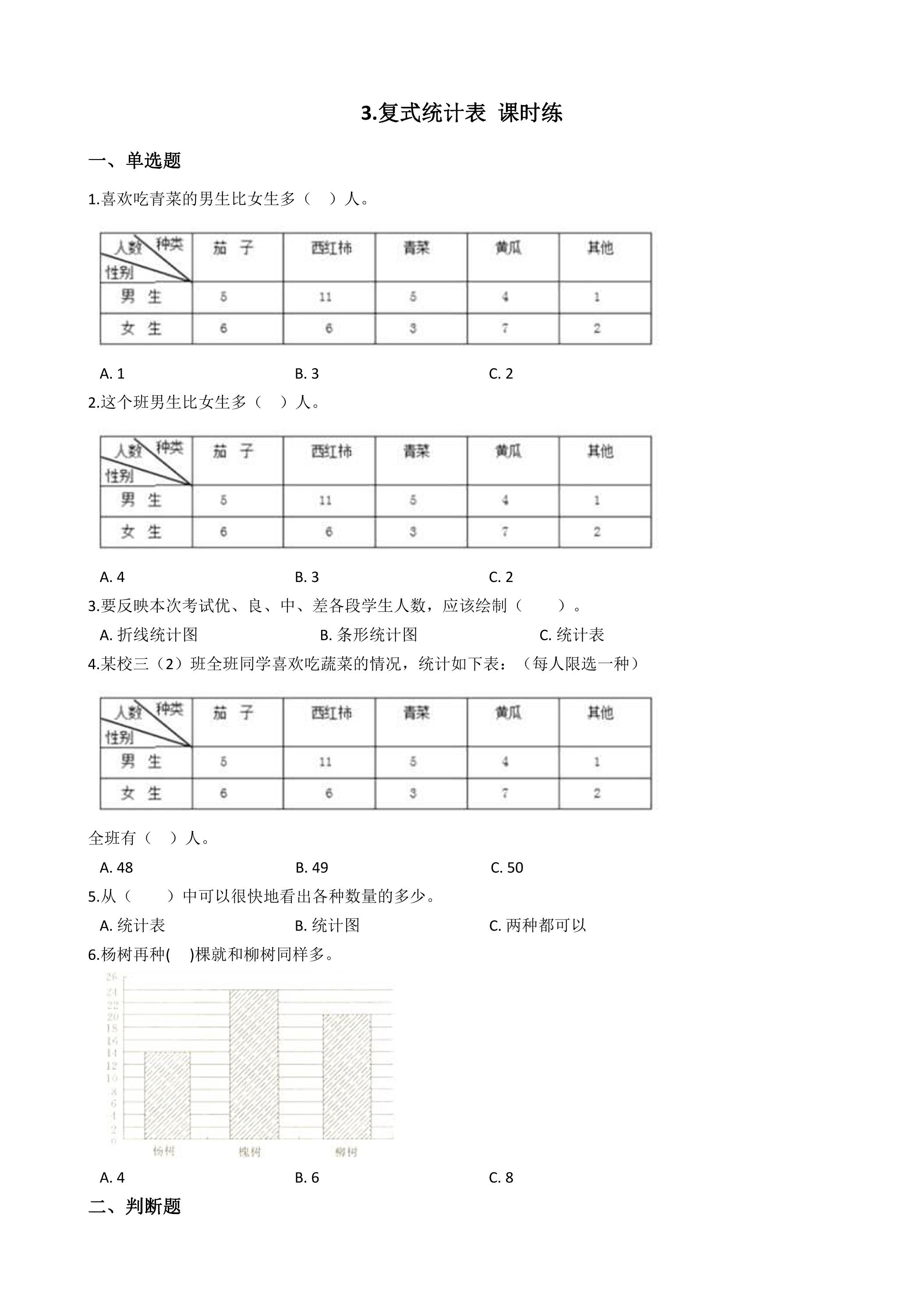 3.复式统计表 课时练08