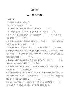 【★★】6年级数学苏教版下册课时练第7单元《7.1数与代数》