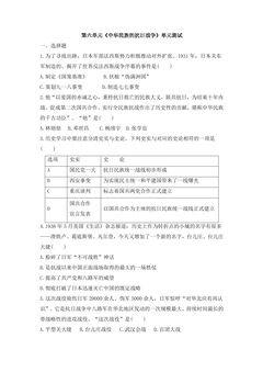 8年级历史部编版上册单元测试第六单元 中华民族的抗日战争 01