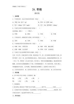 【★★】三年级下册语文部编版课时练第28课《枣核》