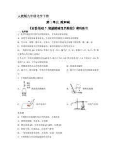 【★】9年级化学人教版下册课时练《第十单元实验活动7 溶液酸碱性的检验》