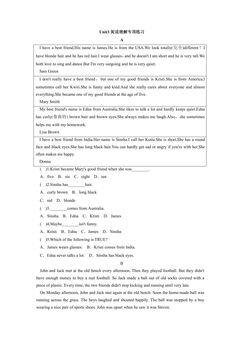 Unit3阅读理解专项练习