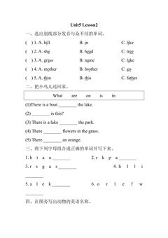 【课时练习】二年级上册英语人教版新起点Unit 5 lesson 2 01