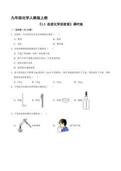 【★★】九年级化学人教版上册课时练《1.3 走进化学实验室》