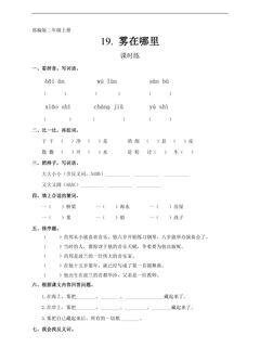 二年级上册语文部编版课时练第20课《雾在哪里》02(含答案)