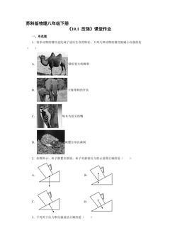 【★★★】8年级物理苏科版下册课时练《10.1 压强》
