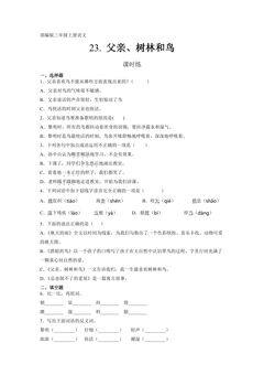 三年级上册语文部编版课时练第23课《父亲、树林和鸟》02(含答案)