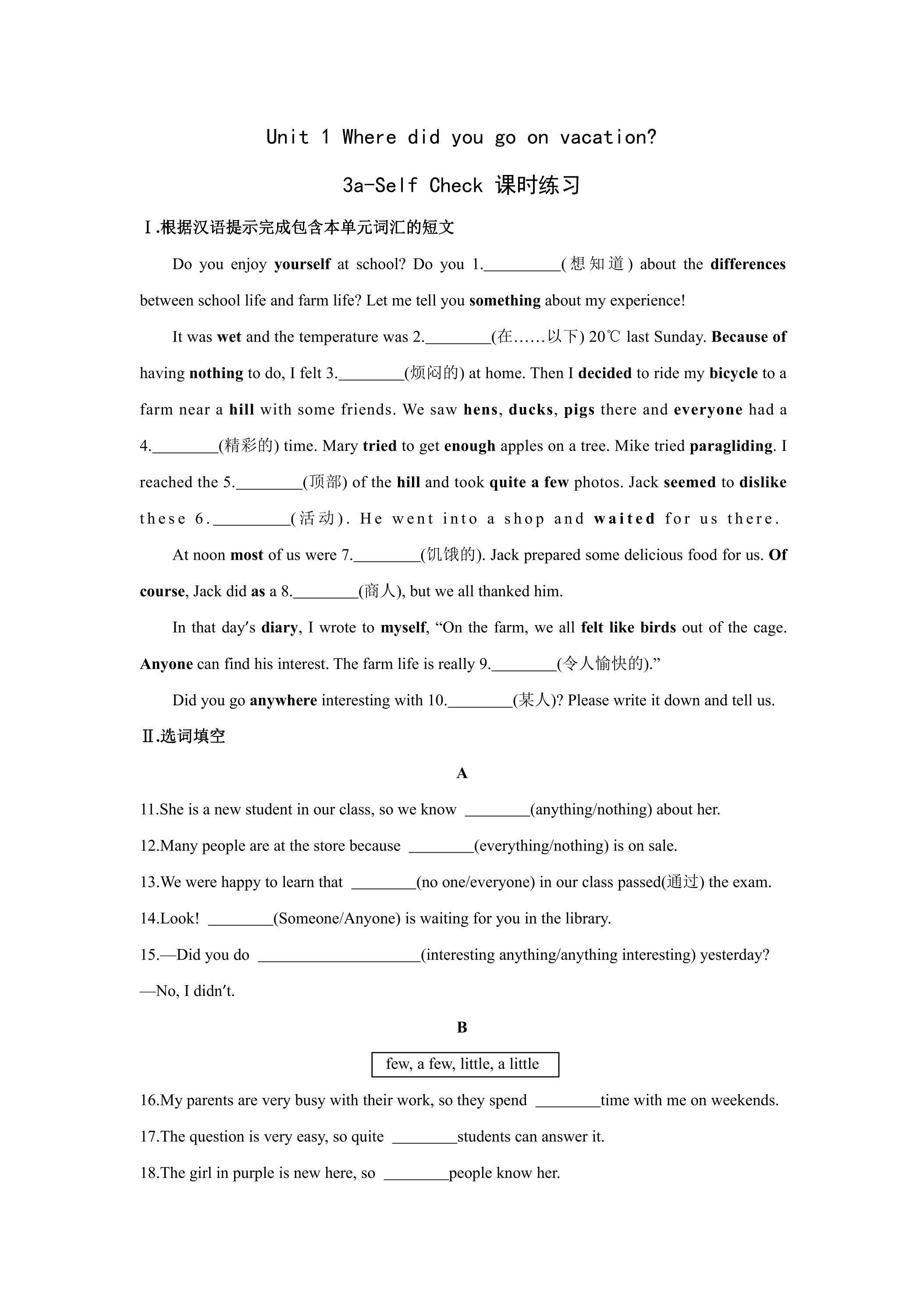 【课时练习】八年级上册英语人教版Unit 1《Where did you go on vacation》Section B 03