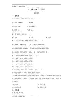 【★★★】三年级下册语文部编版课时练第17课《我变成了一棵树》(含答案)
