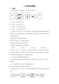 【★★】8年级下册道德与法治部编版课时练第三单元 5.2 根本政治制度