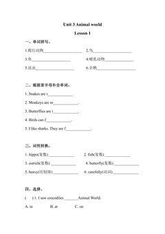 【课时练习】6年级上册英语人教版新起点Unit 3 Lesson 1 01