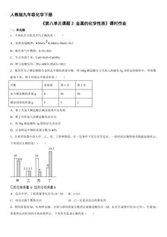 【★★★】9年级化学人教版下册课时练《第八单元课题2 金属的化学性质》