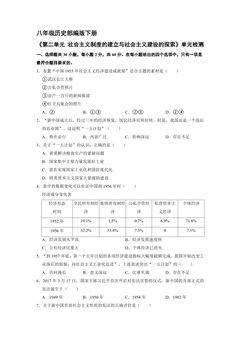 8年级历史部编版下册《第二单元 社会主义制度的建立与社会主义建设的探索》单元检测03