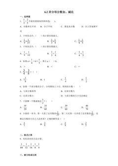 6.2异分母分数加、减法 课时练04