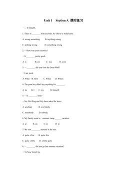 Unit 1  Section A 课时练习 01