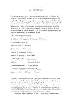 Unit 1 阅读理解专项练习