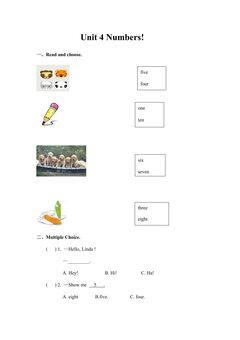 【单元测试】一年级上册英语人教版新起点Unit 4 02