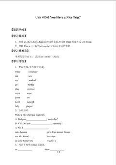 Unit 4 Did You Have a Nice Trip?_学案3