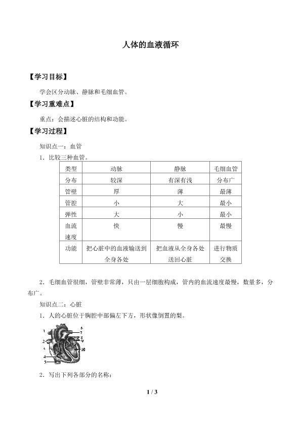 人体的血液循环_学案2