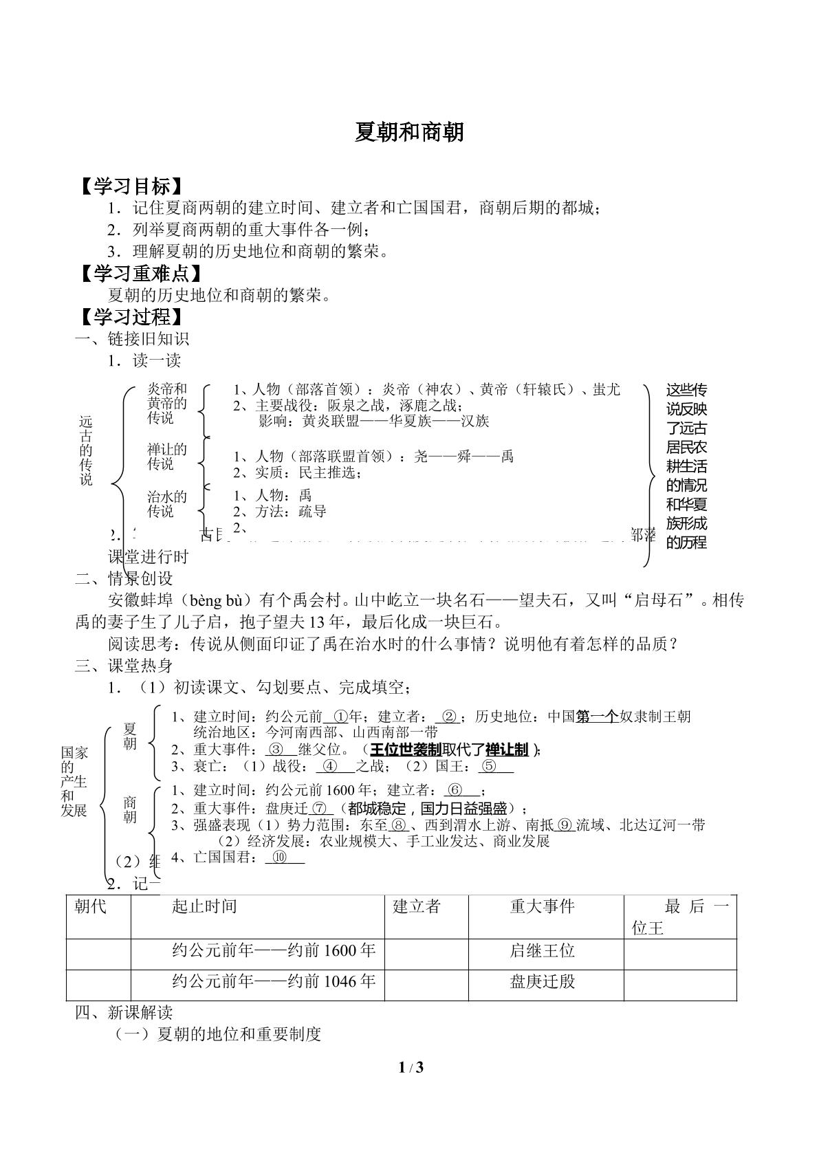 夏朝和商朝_学案2