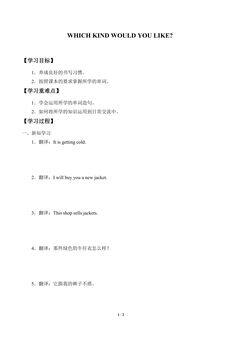 学案-WHICH KIND WOULD YOU LIKE?(lesson17)