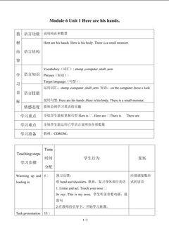 Unit 1 Here are his hands._学案1