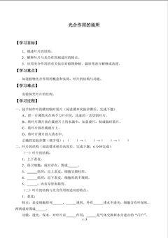 光合作用的场所_学案1