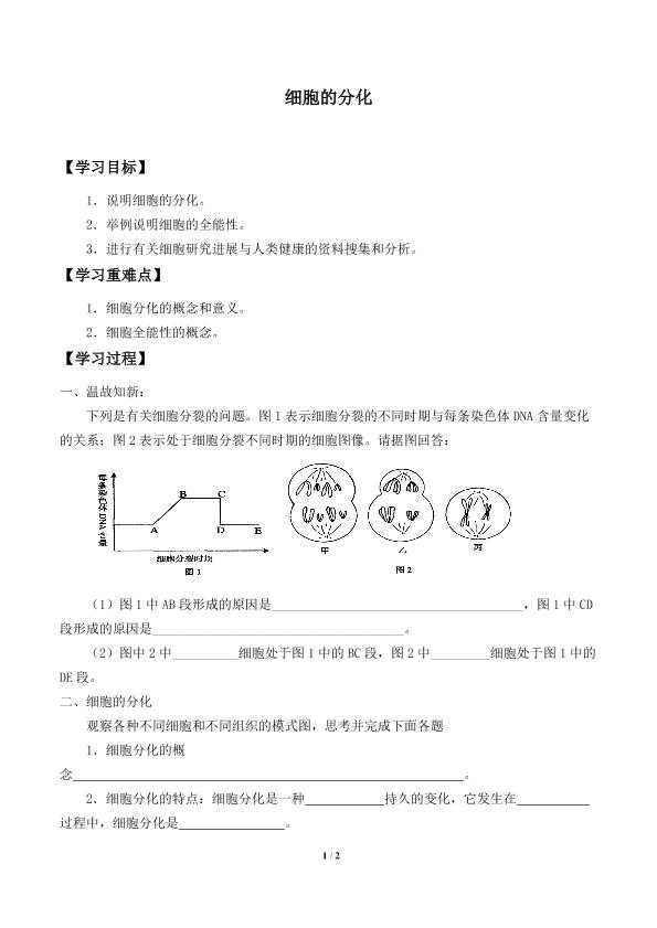 细胞的分化_学案1