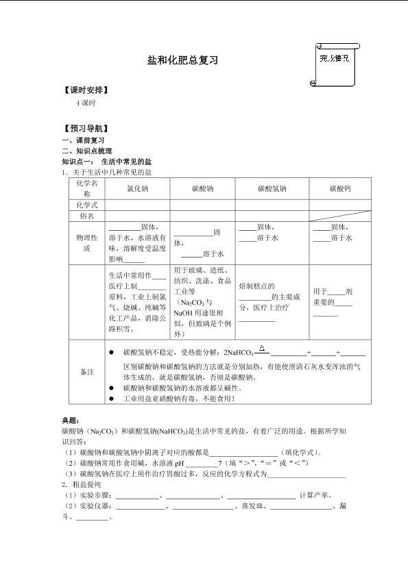 盐和化肥总复习_学案1