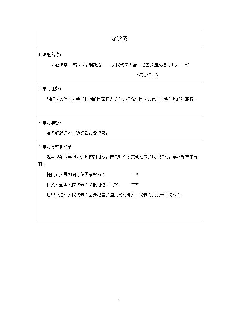 人民代表大会：我国的国家权力机关（上）