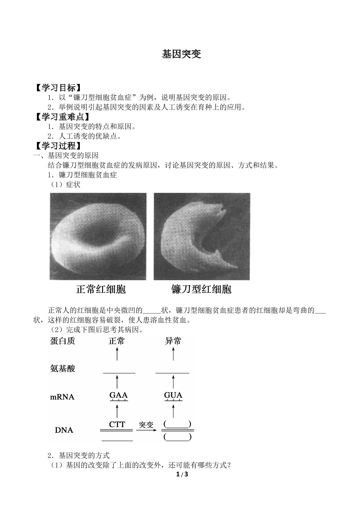 基因突变_学案2