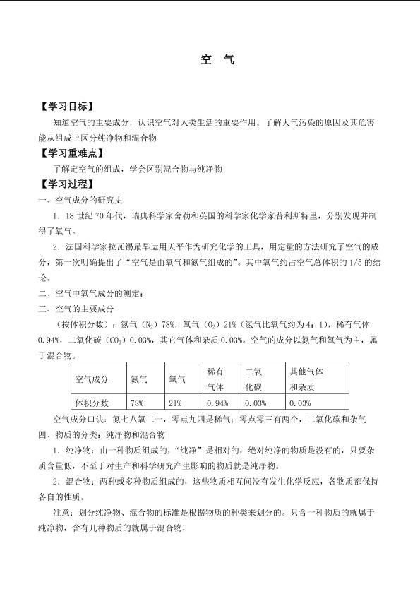 空气  _学案8