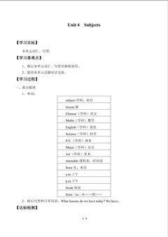 Unit 4  Subjects_学案1